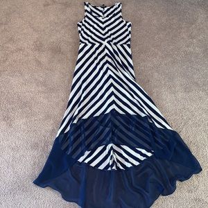 The Limited Navy & White Sleeveless Knit Maxi Dress
